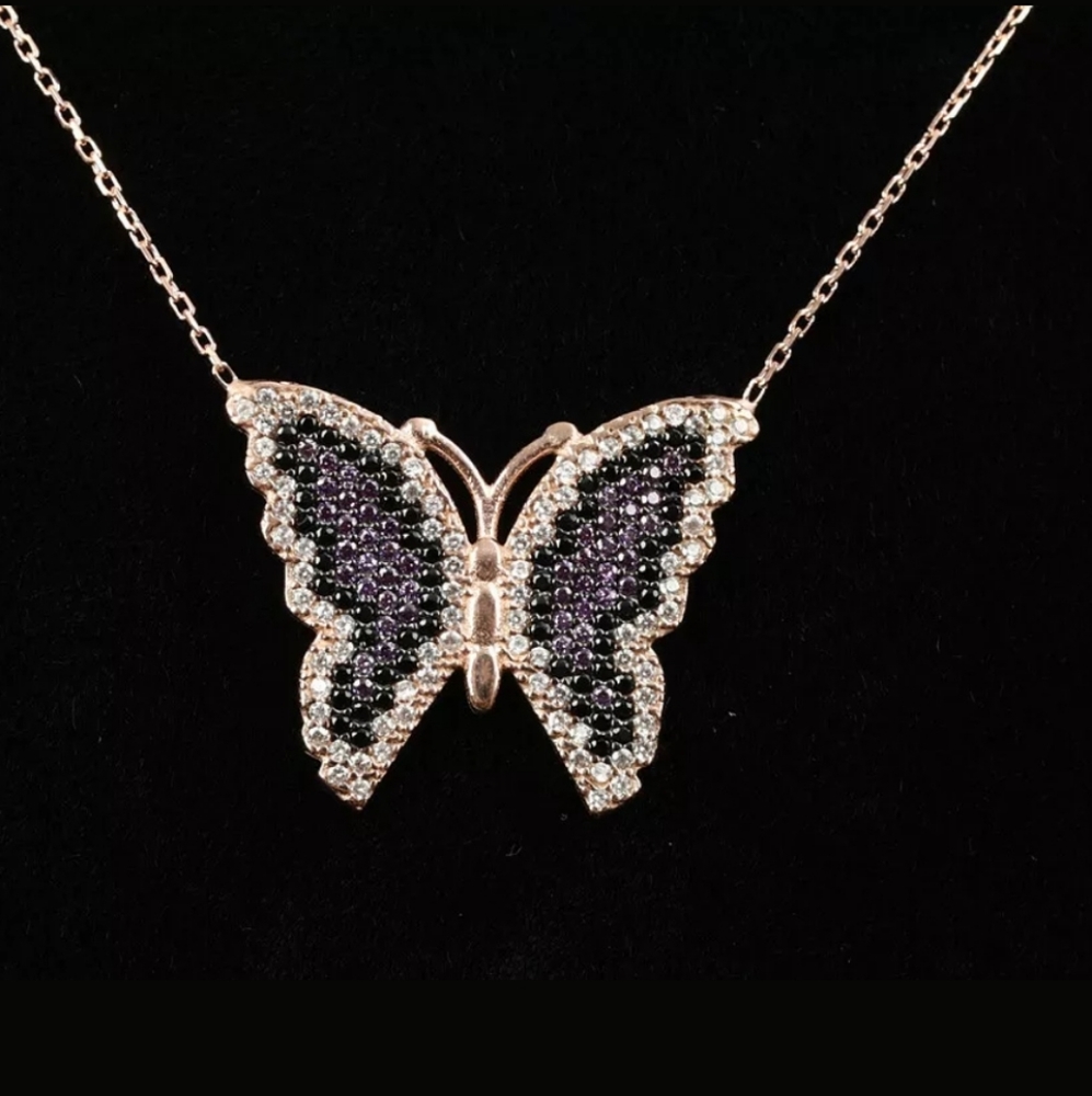 White Topaz, black onyx & amethyst butterfly - Picture 1 of 4